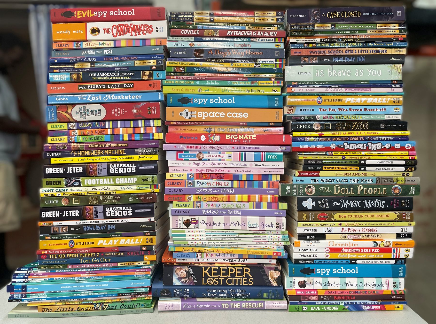 Books collected in one of our book drives